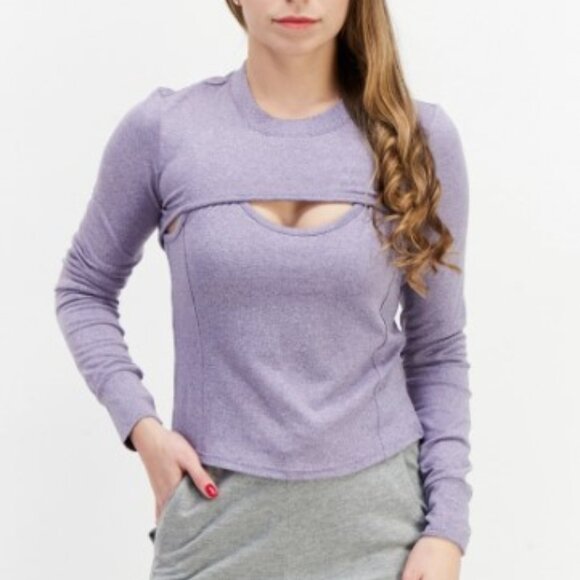 NWT Jason Wu Peached Top with Shrug Overlay MSRP $58 Lavender Purple - Picture 1 of 4